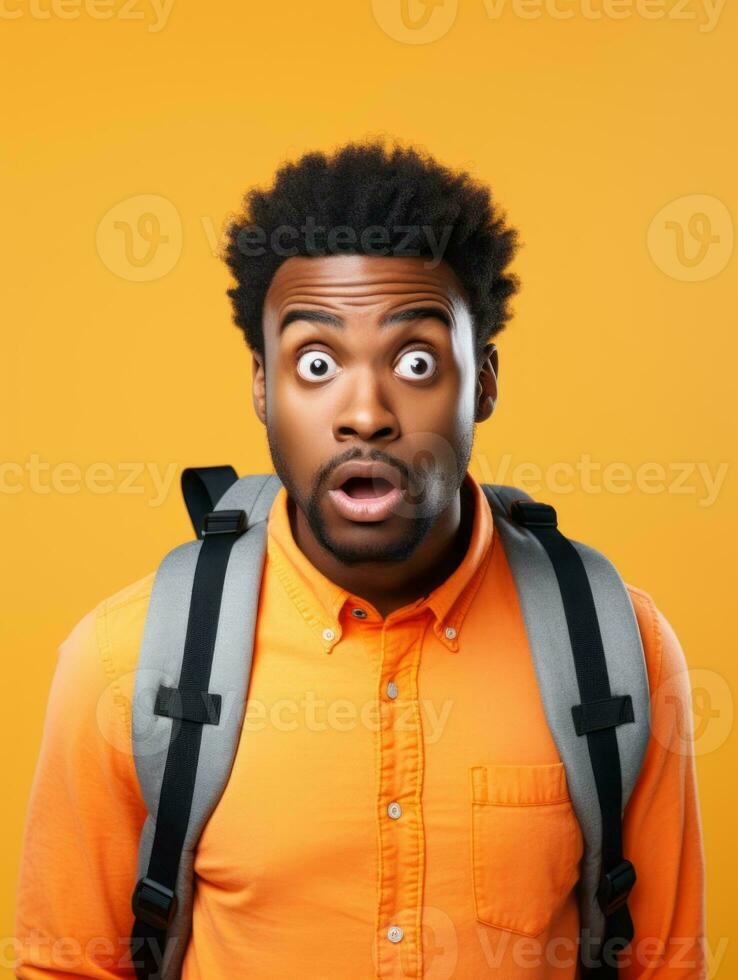 Young man with African features who appears to be shocked AI Generative photo