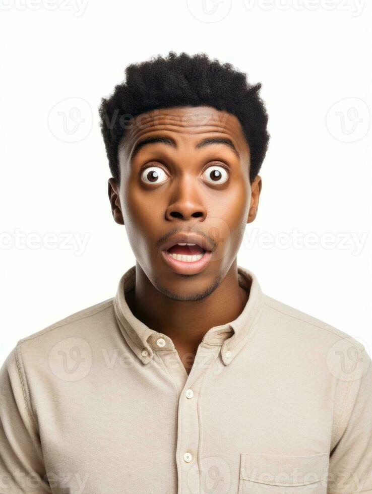 Young man with African features who appears to be shocked AI Generative photo