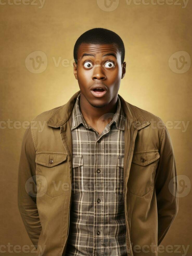 Young man with African features who appears to be shocked AI Generative photo