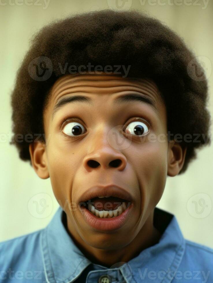Young man with African features who appears to be shocked AI Generative photo