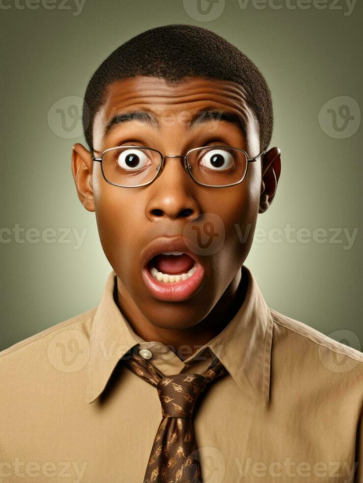 Young man with African features who appears to be shocked AI Generative photo
