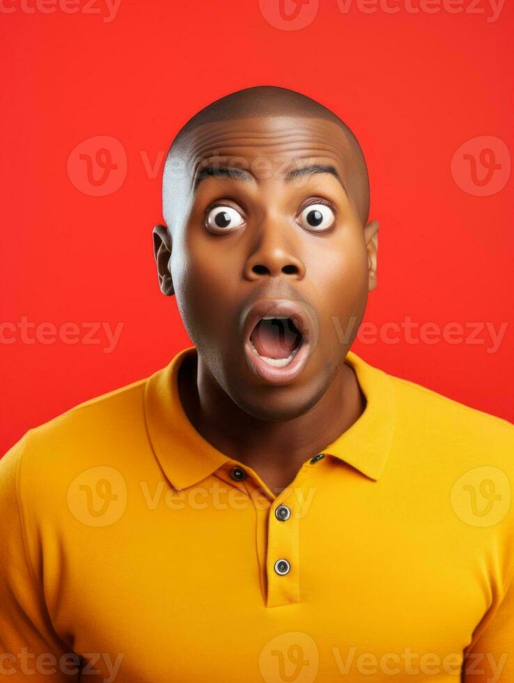 Young man with African features who appears to be shocked AI Generative photo