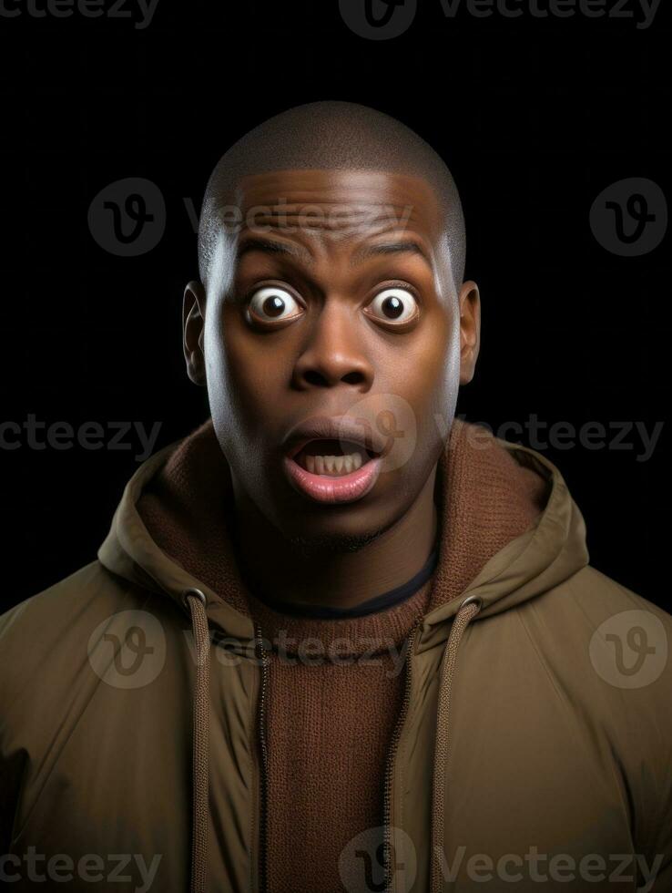 Young man with African features who appears to be shocked AI Generative photo