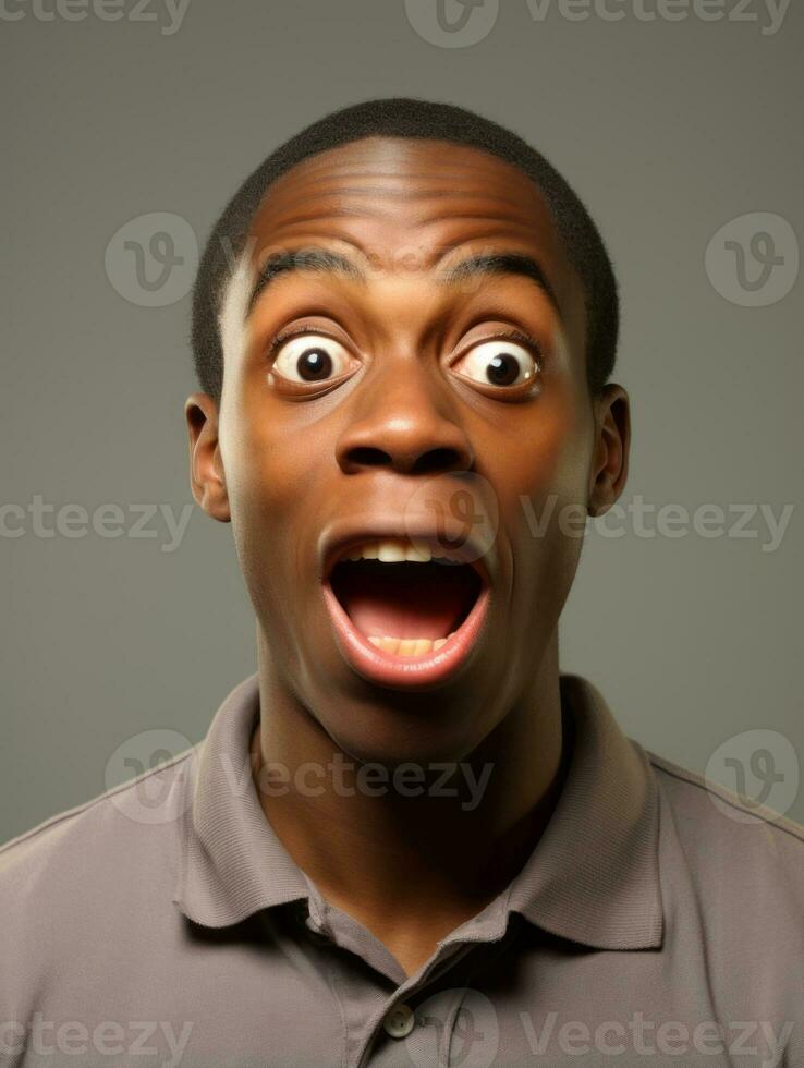 Young man with African features who appears to be shocked AI Generative photo