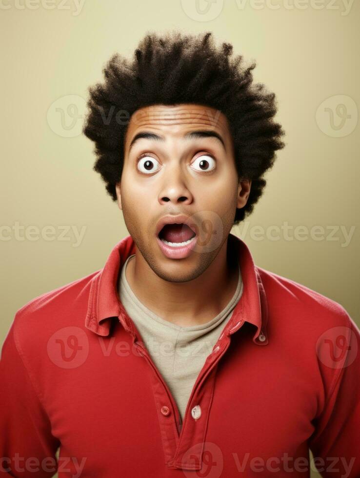 Young man with African features who appears to be shocked AI Generative photo