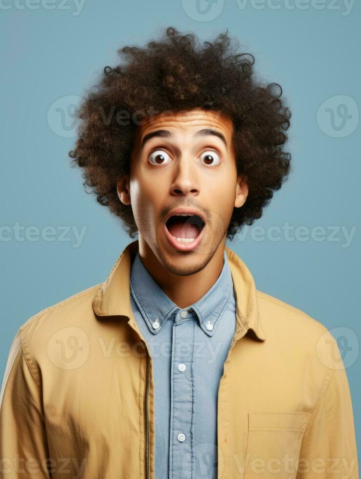 Young man with African features who appears to be shocked AI Generative photo