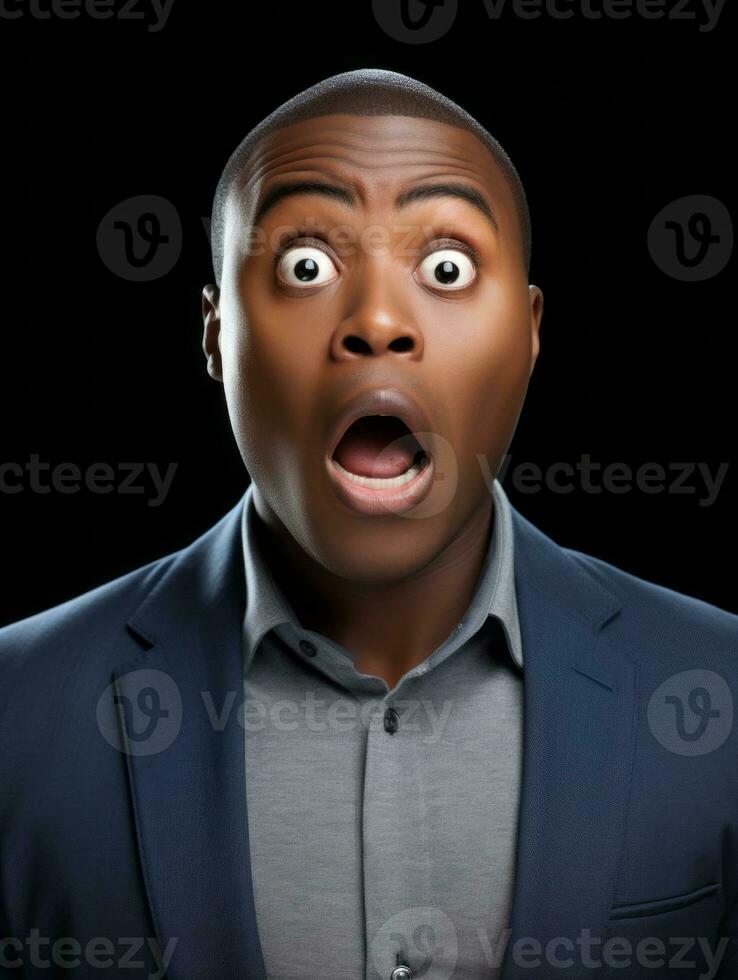 Young man with African features who appears to be shocked AI Generative photo