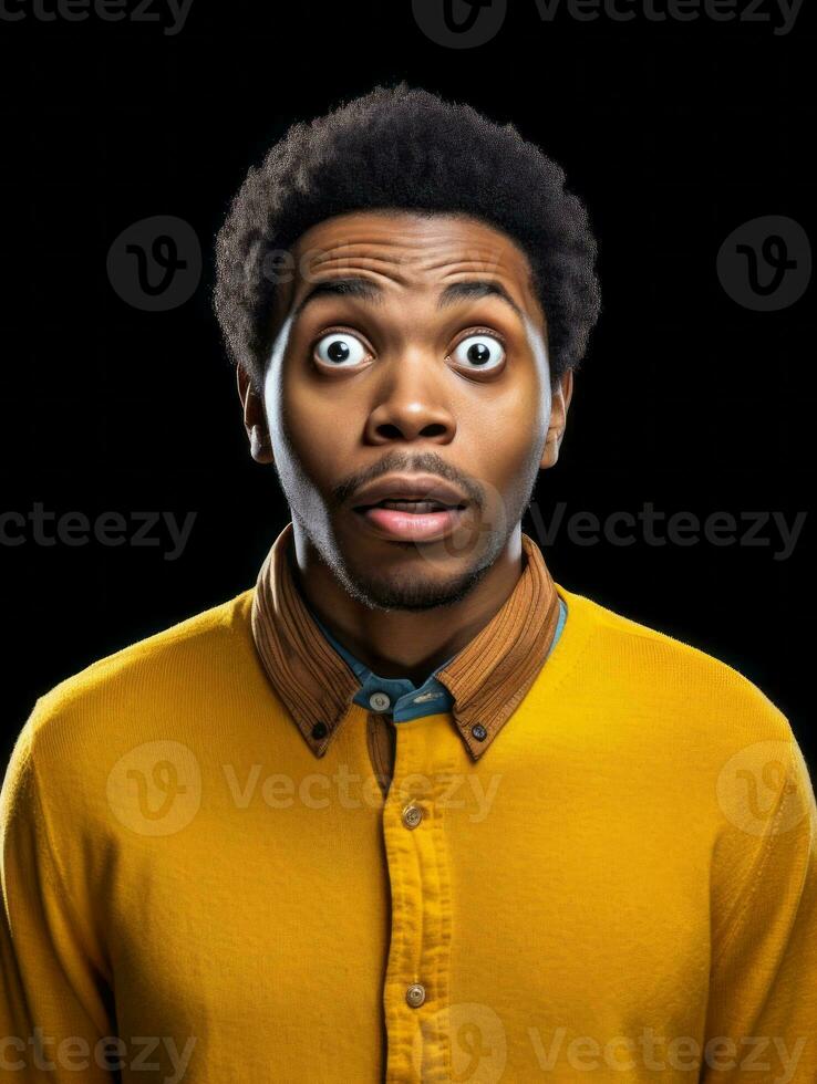Young man with African features who appears to be shocked AI Generative photo