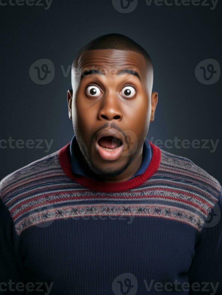 Young man with African features who appears to be shocked AI Generative photo