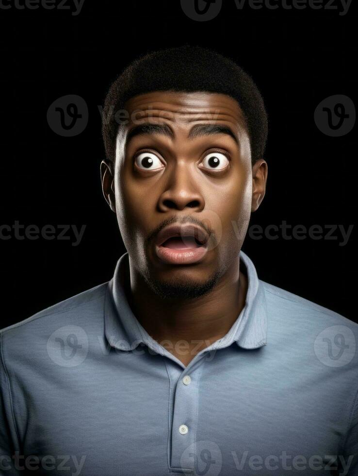 Young man with African features who appears to be shocked AI Generative photo