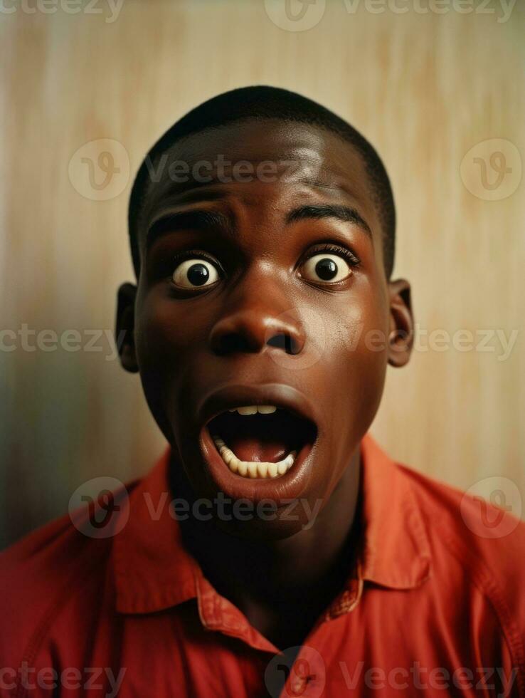 Young man with African features who appears to be shocked AI Generative photo