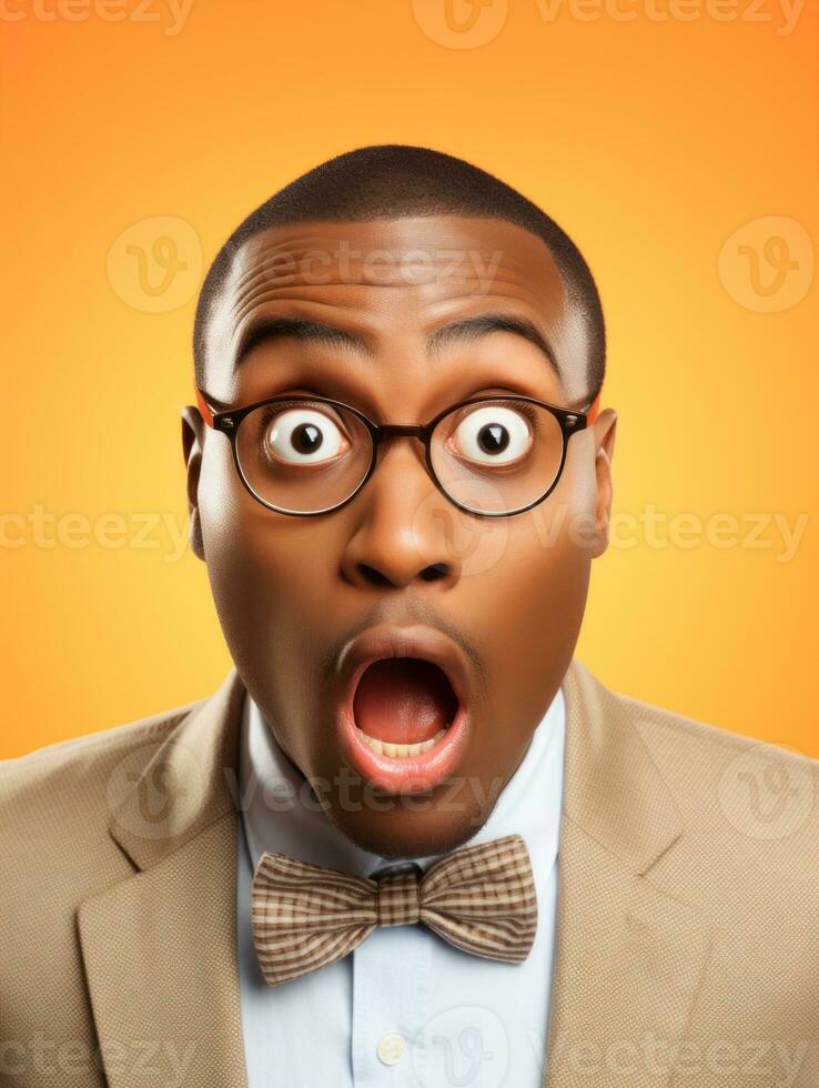 Young man with African features who appears to be shocked AI Generative photo