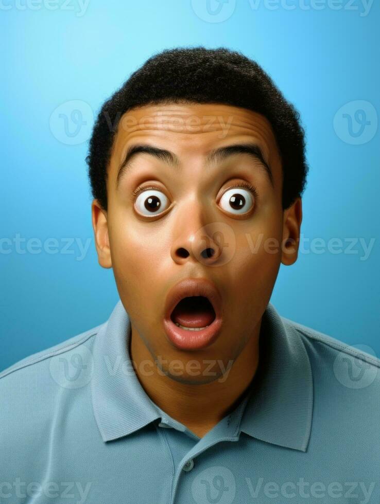 Young man with African features who appears to be shocked AI Generative photo