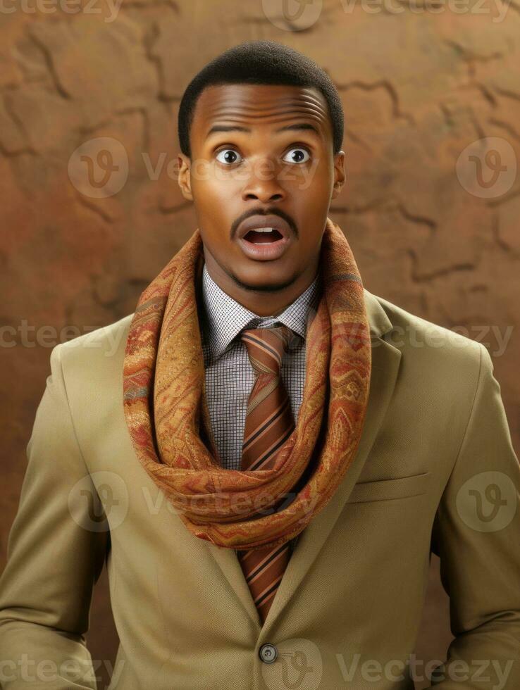 Young man with African features who appears to be shocked AI Generative photo