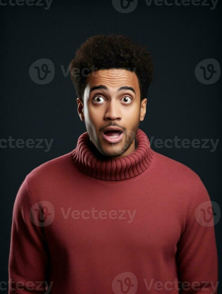 Young man with African features who appears to be shocked AI Generative photo