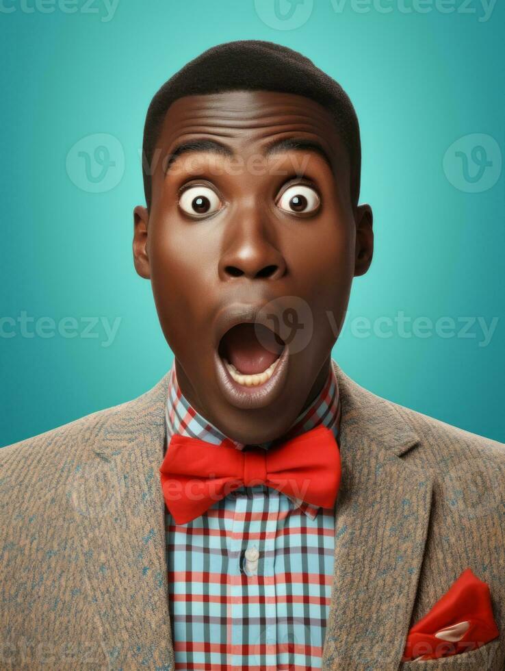 Young man with African features who appears to be shocked AI Generative photo