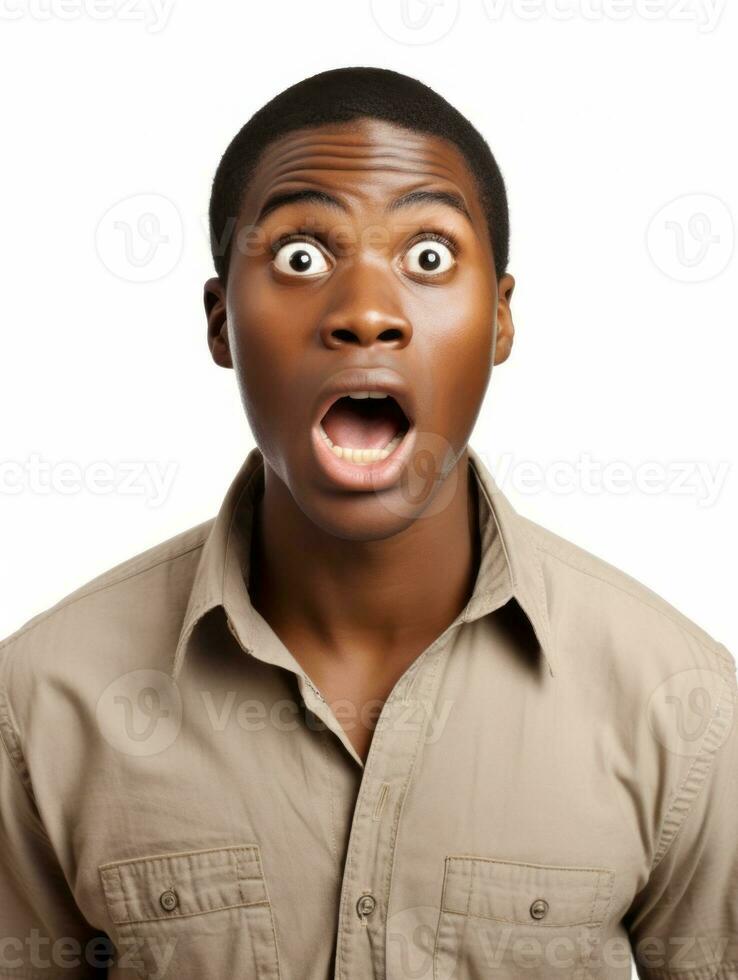 Young man with African features who appears to be shocked AI Generative photo