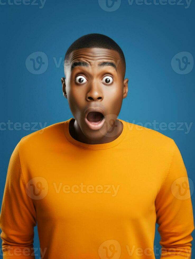 Young man with African features who appears to be shocked AI Generative photo