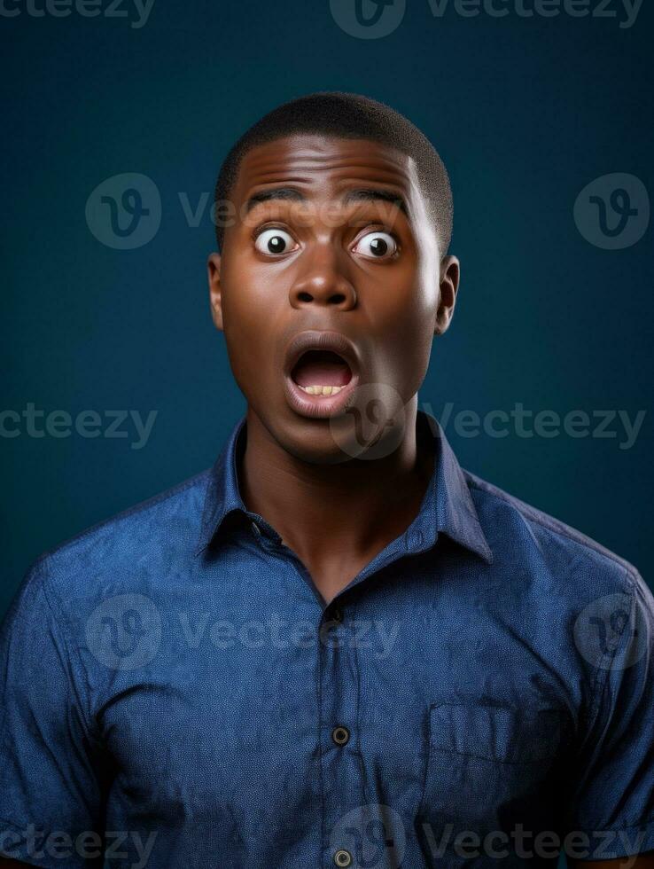 Young man with African features who appears to be shocked AI Generative photo