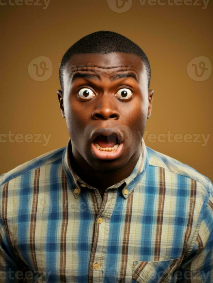 Young man with African features who appears to be shocked AI Generative photo