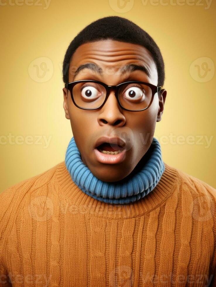 Young man with African features who appears to be shocked AI Generative photo