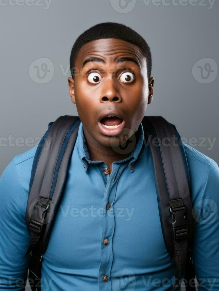 Young man with African features who appears to be shocked AI Generative photo