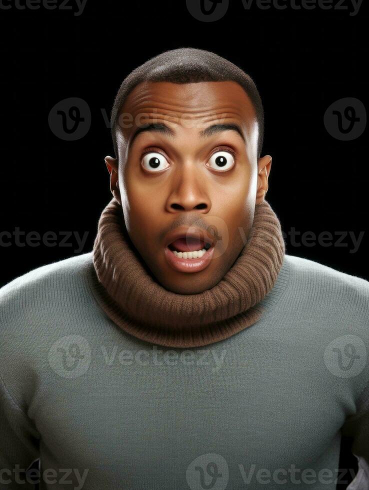 Young man with African features who appears to be shocked AI Generative photo