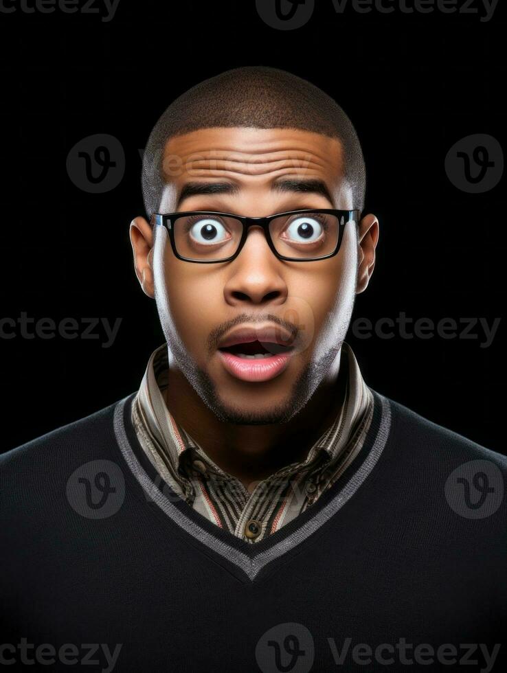 Young man with African features who appears to be shocked AI Generative photo
