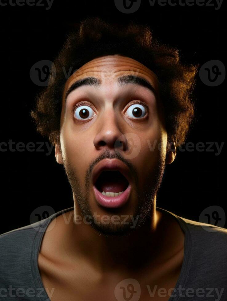 Young man with African features who appears to be shocked AI Generative photo