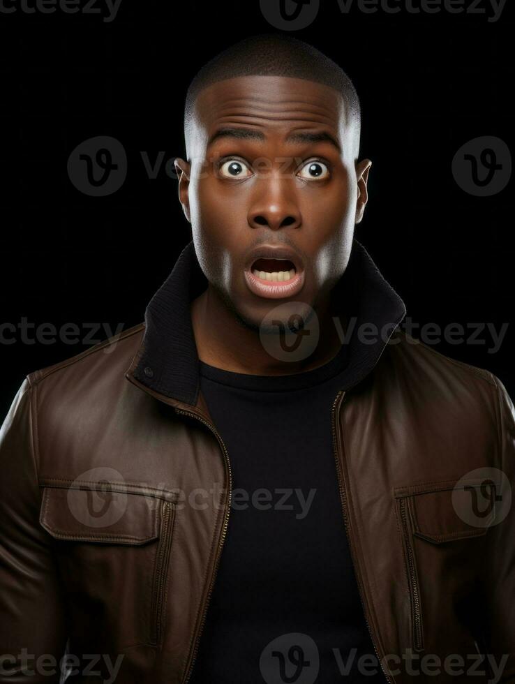 Young man with African features who appears to be shocked AI Generative photo