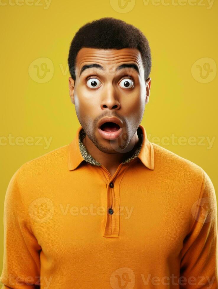 Young man with African features who appears to be shocked AI Generative photo