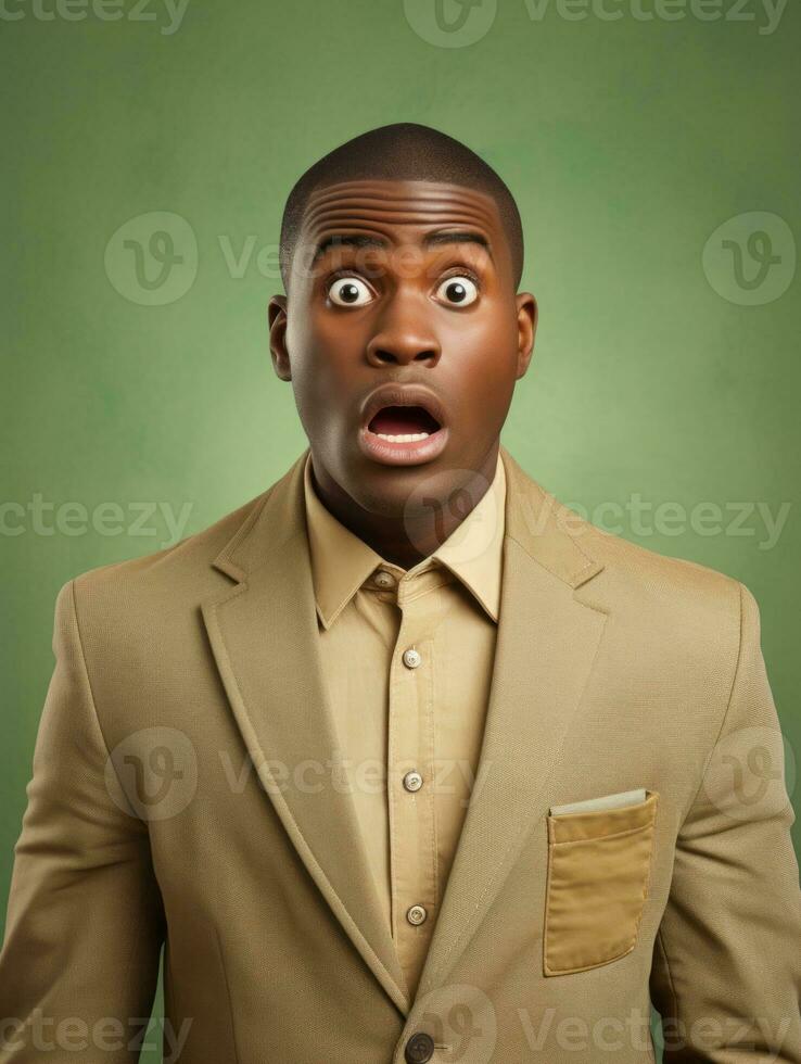 Young man with African features who appears to be shocked AI Generative photo