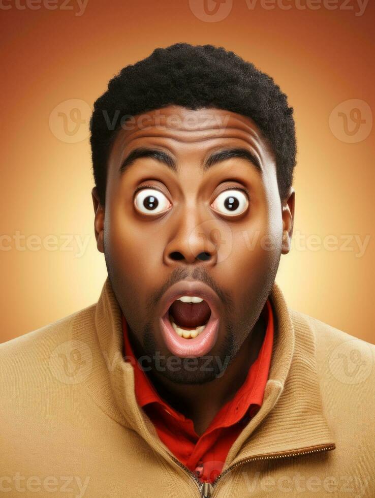 Young man with African features who appears to be shocked AI Generative photo