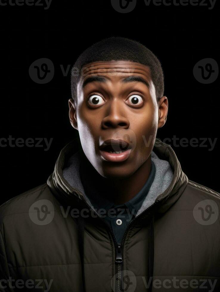 Young man with African features who appears to be shocked AI Generative photo