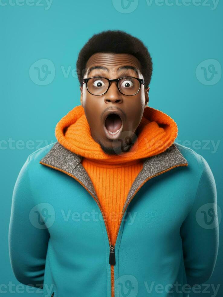 Young man with African features who appears to be shocked AI Generative photo