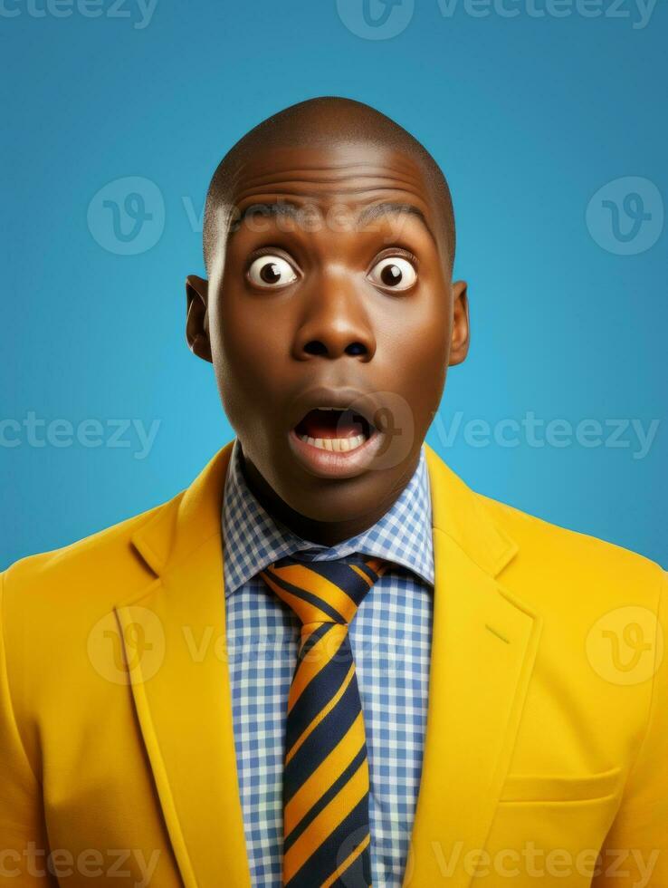 Young man with African features who appears to be shocked AI Generative photo