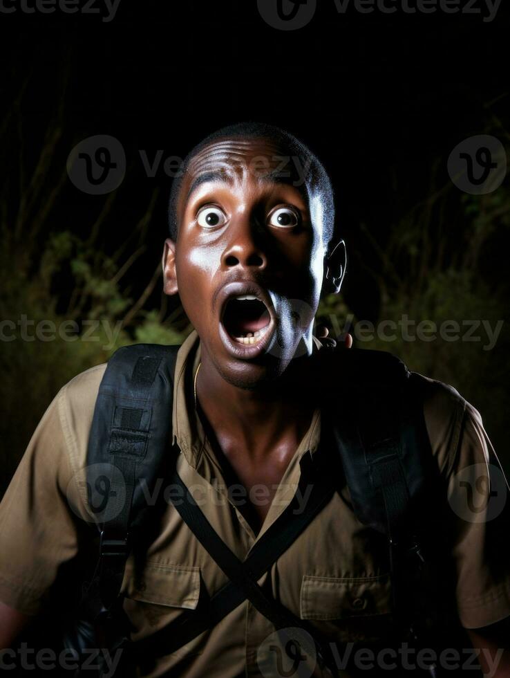 Young man with African features who appears to be shocked AI Generative photo