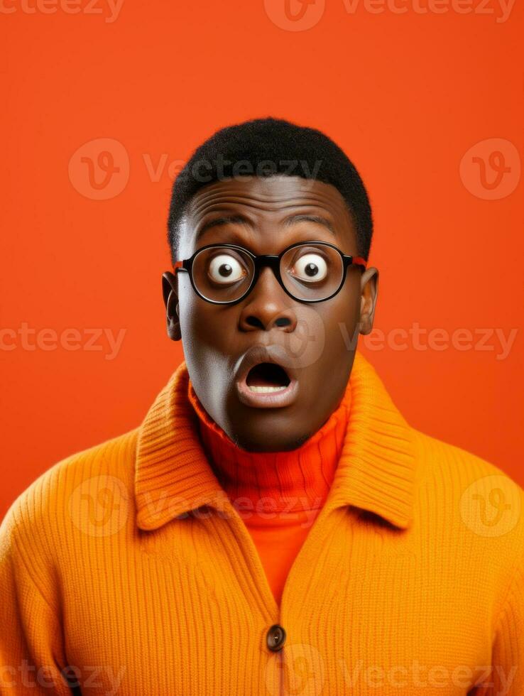 Young man with African features who appears to be shocked AI Generative photo