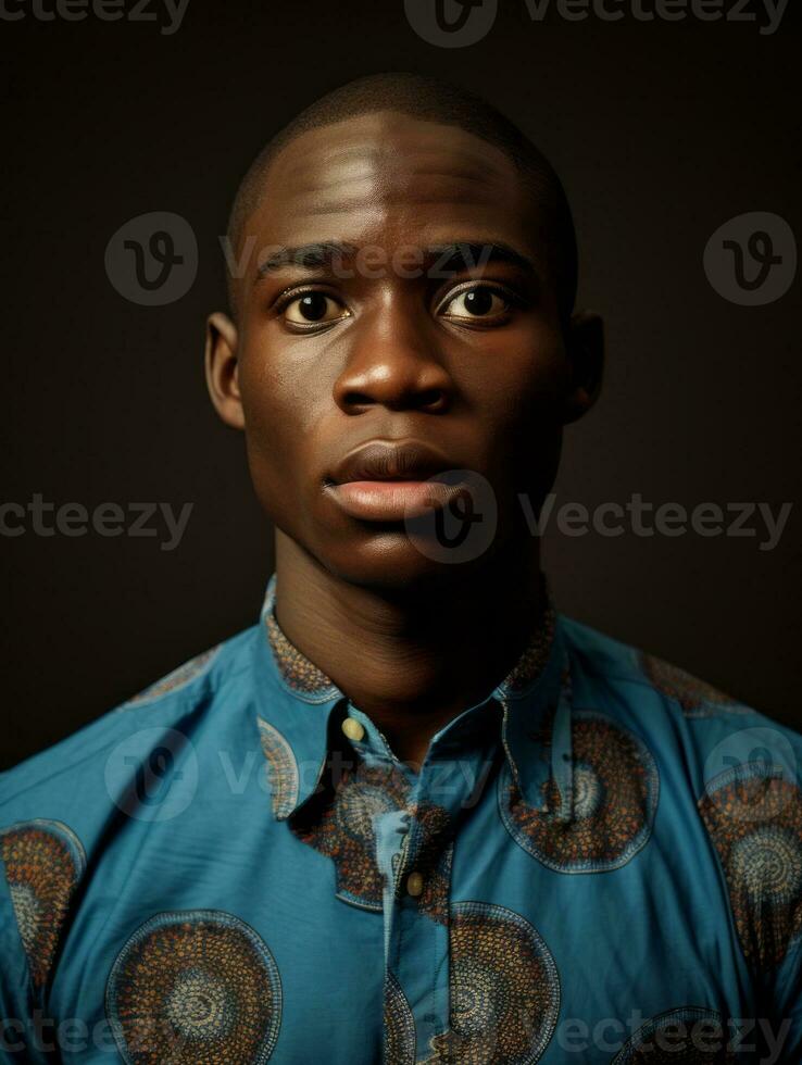 Young man with African features who appears to be shocked AI Generative photo