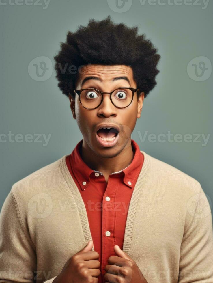 Young man with African features who appears to be shocked AI Generative photo