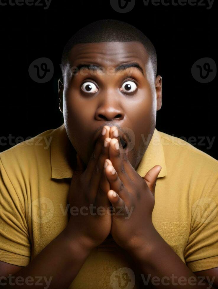 Young man with African features who appears to be shocked AI Generative photo