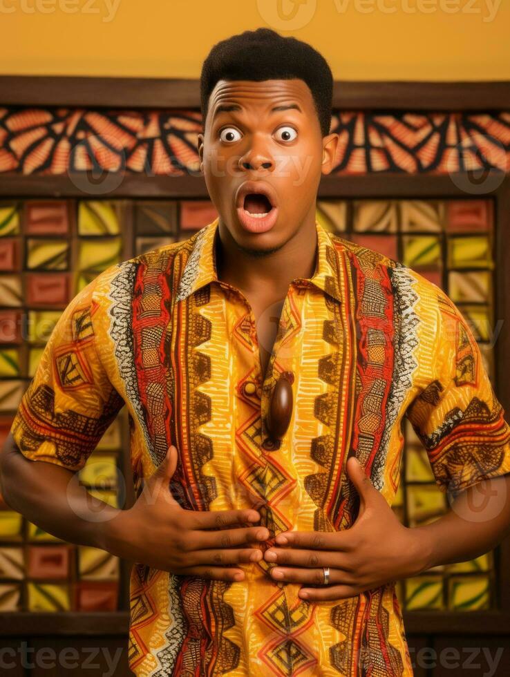 Young man with African features who appears to be shocked AI Generative photo