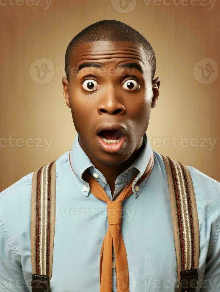 Young man with African features who appears to be shocked AI Generative photo