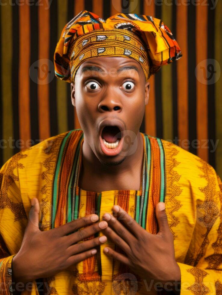 Young man with African features who appears to be shocked AI Generative photo