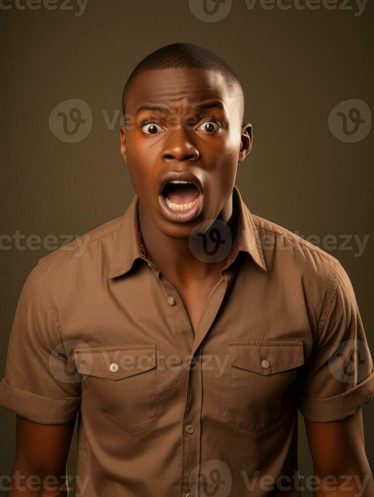Young man with African features who appears to be shocked AI Generative photo