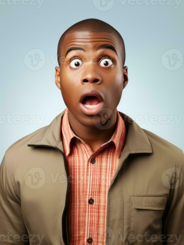Young man with African features who appears to be shocked AI Generative photo
