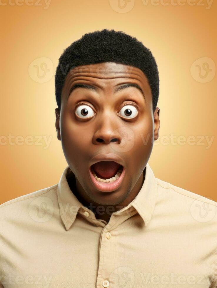 Young man with African features who appears to be shocked AI Generative photo