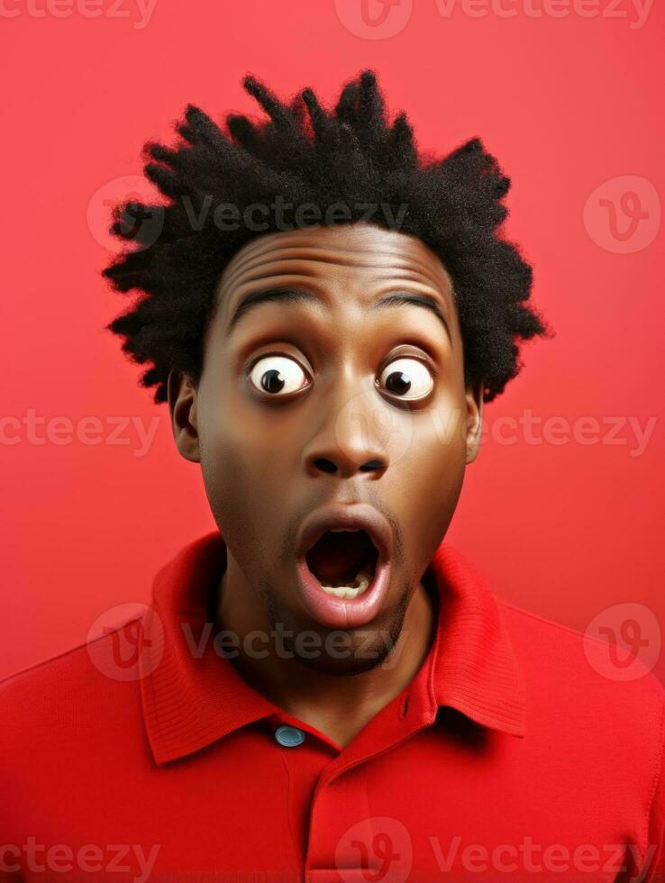 Young man with African features who appears to be shocked AI Generative photo