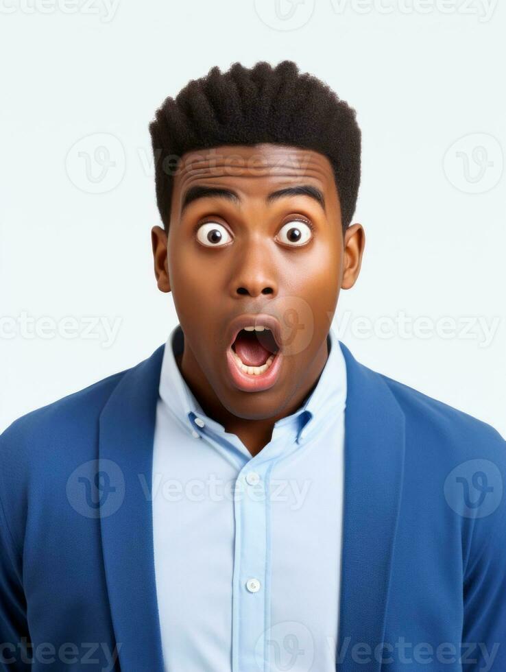Young man with African features who appears to be shocked AI Generative photo