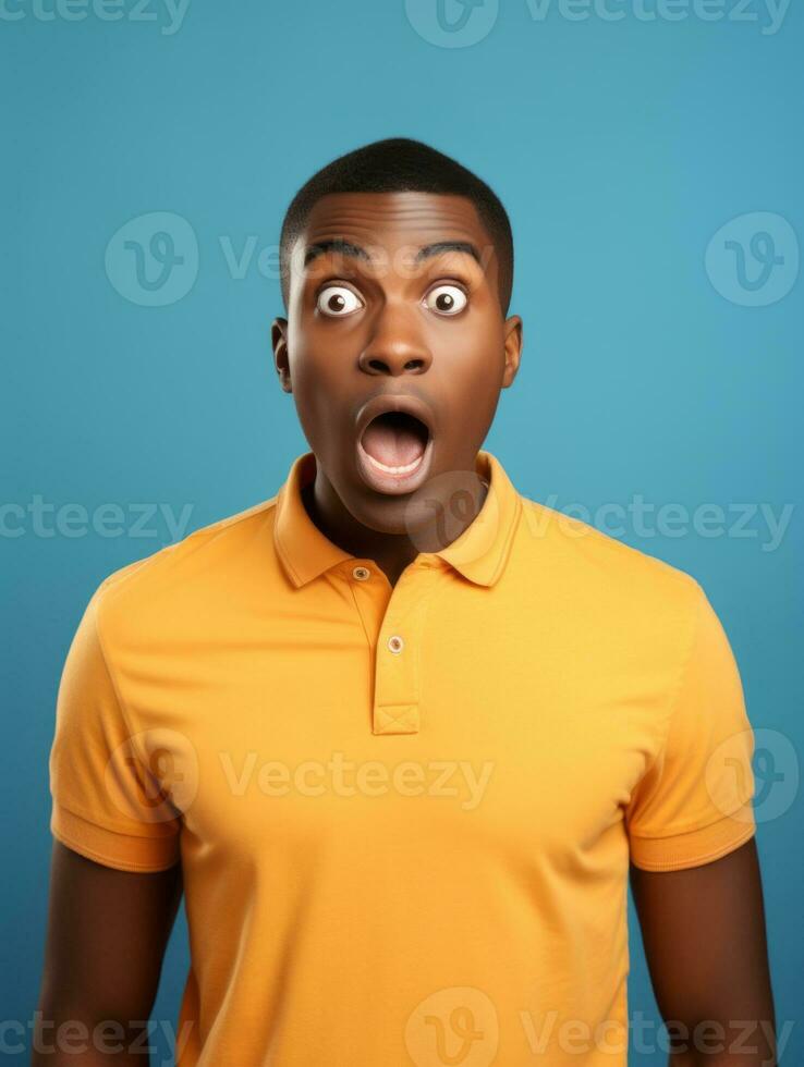 Young man with African features who appears to be shocked AI Generative photo